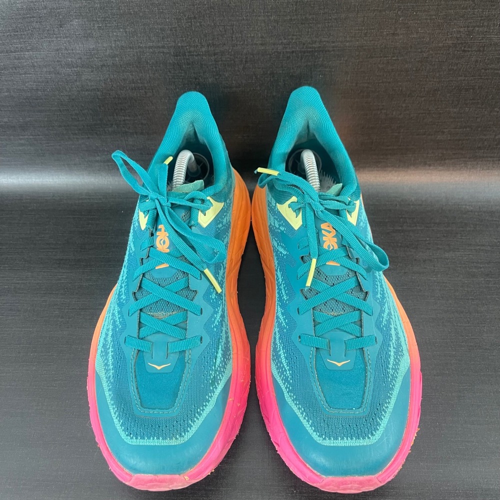 Hoka Speedgoat 5 Womens 9.5B Green Teal Pink Hiking Trail Running Vibram Shoes - Picture 2 of 9
